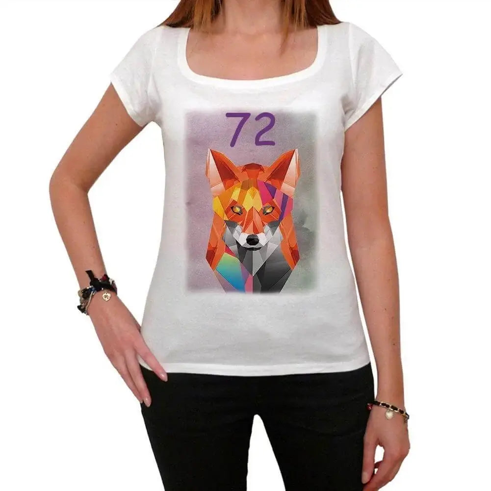 Women's Graphic T-Shirt Geometric Fox 72 72nd Birthday Anniversary 72 Year Old Gift 1952 Vintage Eco-Friendly Ladies Short Sleeve Novelty Tee