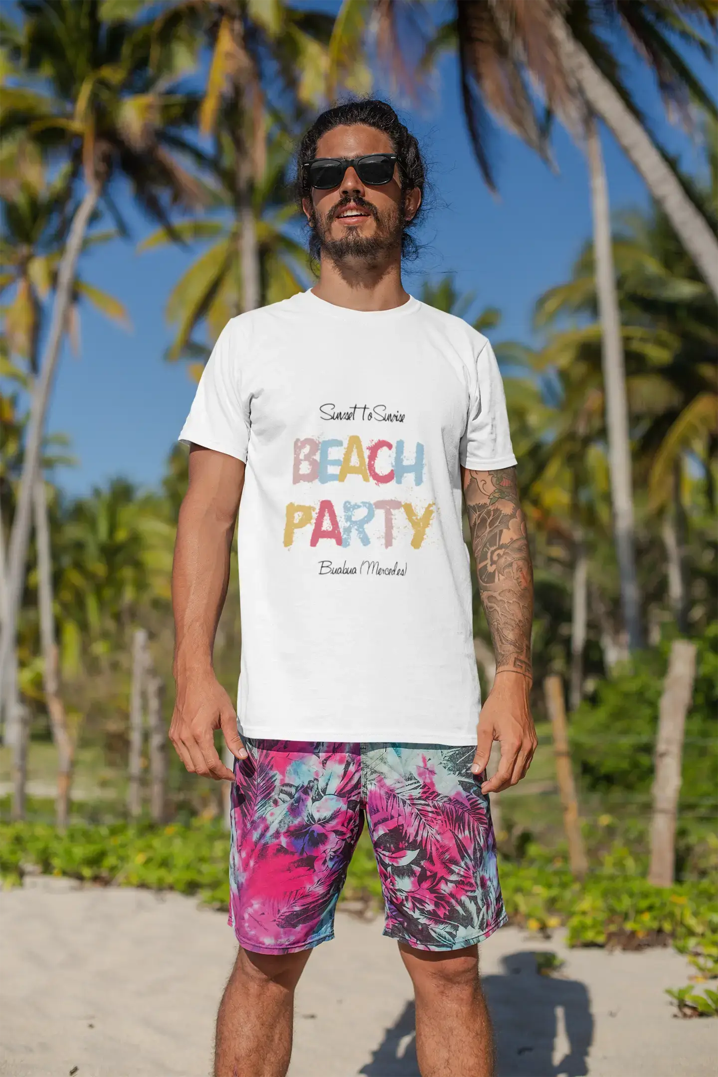 Brasilia Teimosa, Beach Party, White, Men's Short Sleeve Round Neck T-shirt 00279