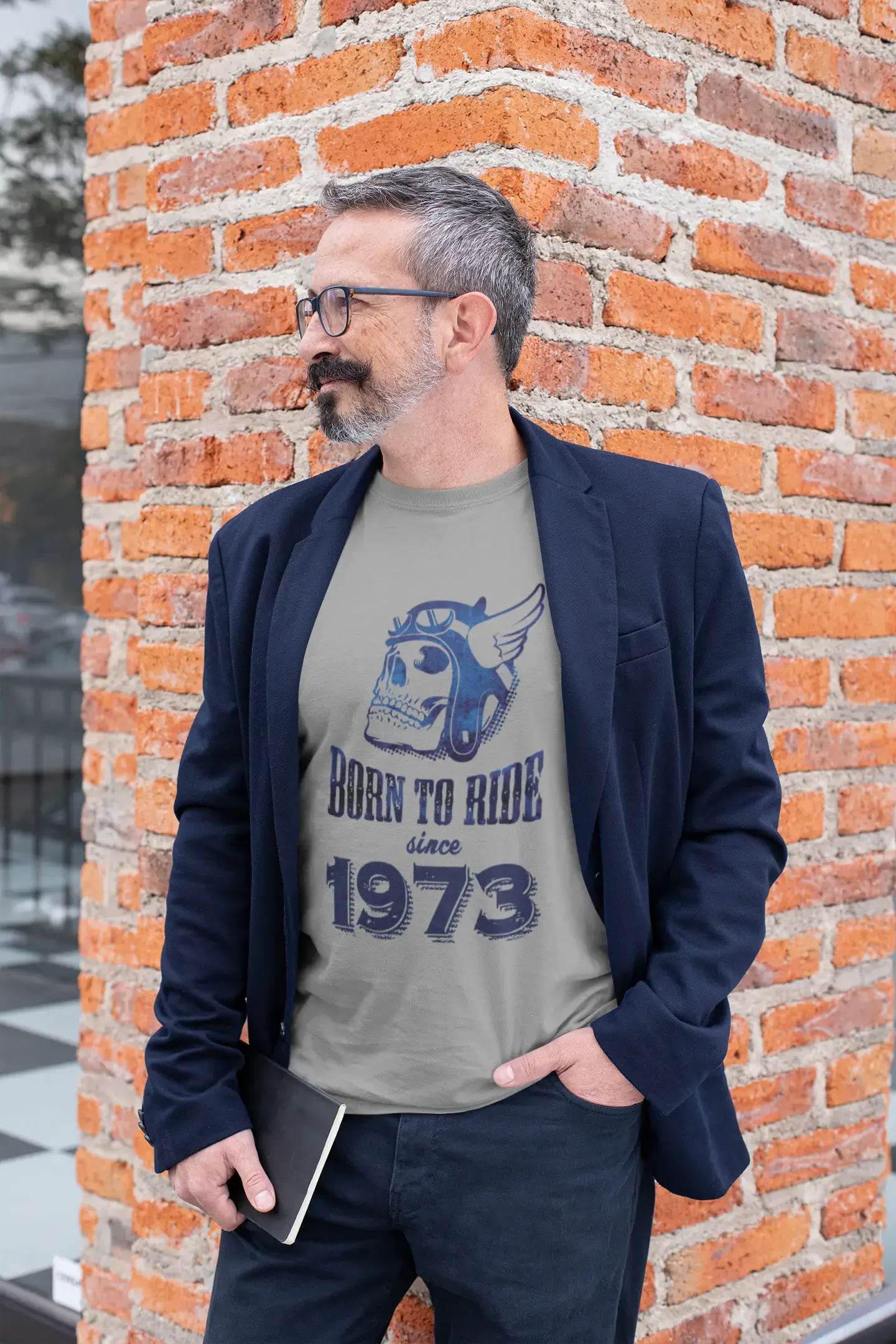 1973, Born to Ride Since 1973 Men's T-shirt Grey Birthday Gift 00495