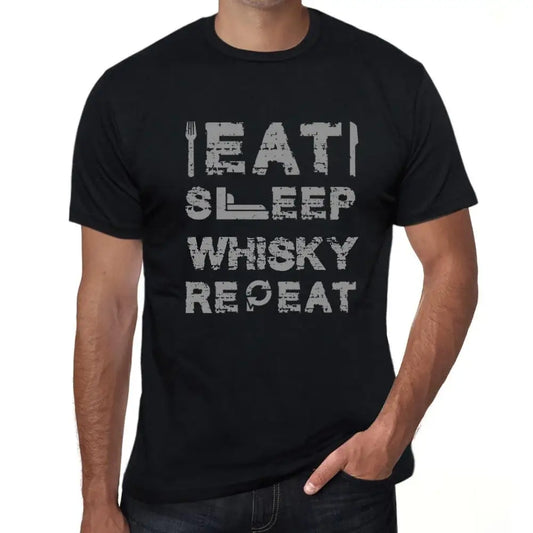 Men's Graphic T-Shirt Eat Sleep Whisky Repeat Eco-Friendly Limited Edition Short Sleeve Tee-Shirt Vintage Birthday Gift Novelty