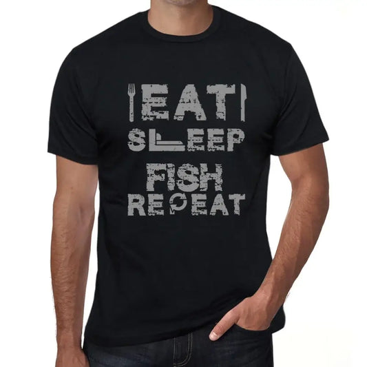 Men's Graphic T-Shirt Eat Sleep Fish Repeat Eco-Friendly Limited Edition Short Sleeve Tee-Shirt Vintage Birthday Gift Novelty