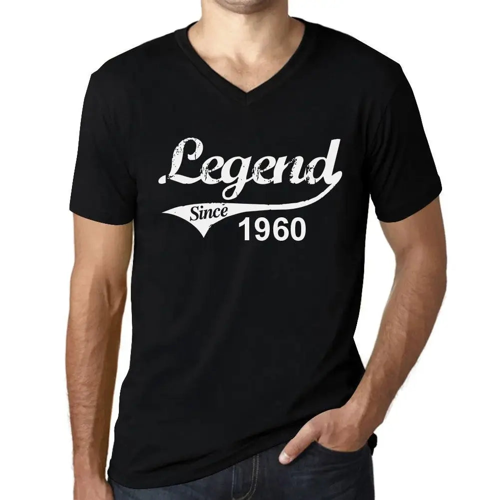 Men's Graphic T-Shirt V Neck Legend Since 1960 64th Birthday Anniversary 64 Year Old Gift 1960 Vintage Eco-Friendly Short Sleeve Novelty Tee