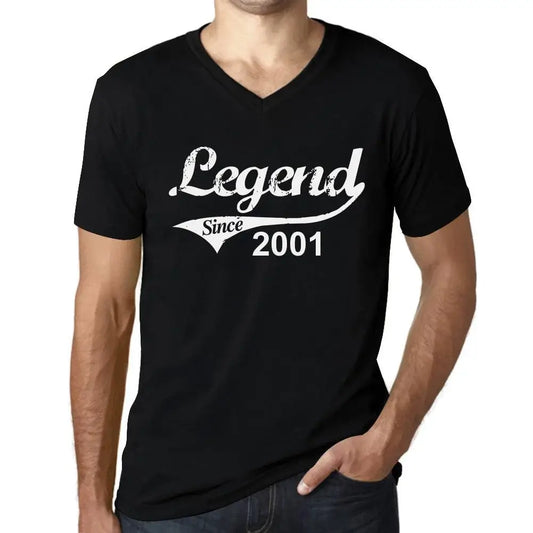 Men's Graphic T-Shirt V Neck Legend Since 2001 23rd Birthday Anniversary 23 Year Old Gift 2001 Vintage Eco-Friendly Short Sleeve Novelty Tee