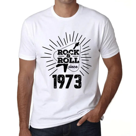 Men's Graphic T-Shirt Guitar and Rock & Roll Since 1973 51st Birthday Anniversary 51 Year Old Gift 1973 Vintage Eco-Friendly Short Sleeve Novelty Tee