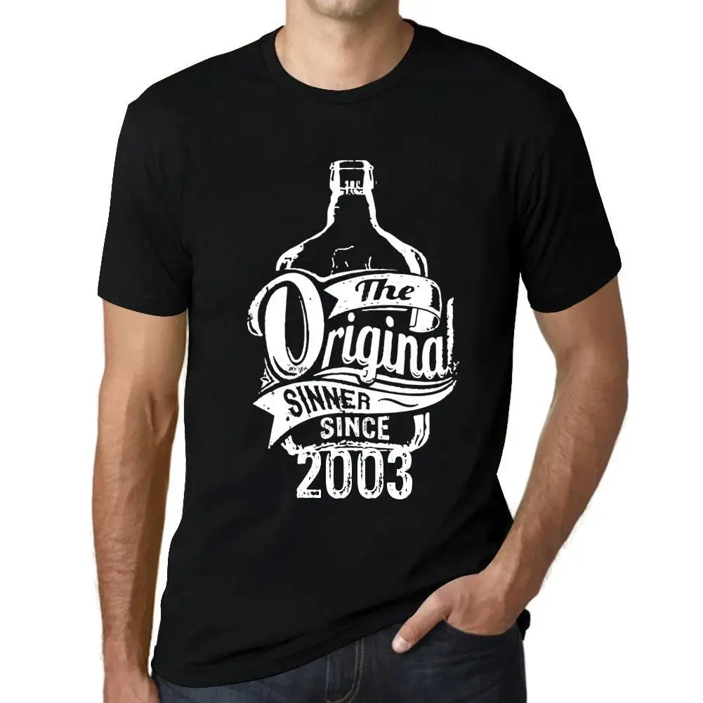 Men's Graphic T-Shirt The Original Sinner Since 2003 21st Birthday Anniversary 21 Year Old Gift 2003 Vintage Eco-Friendly Short Sleeve Novelty Tee