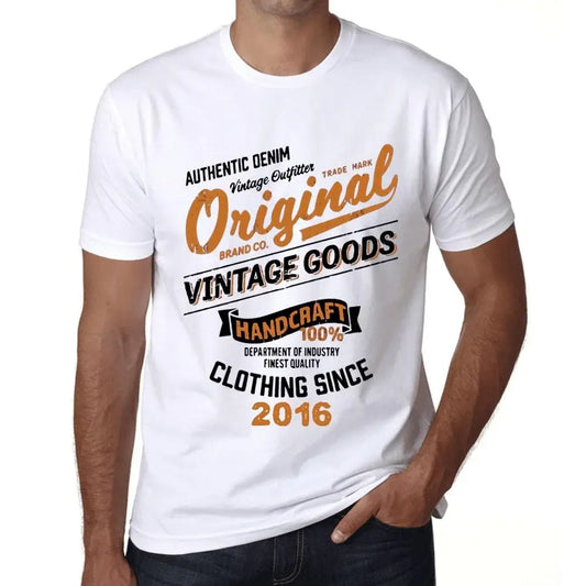 Men's Graphic T-Shirt Original Vintage Clothing Since 2016 8th Birthday Anniversary 8 Year Old Gift 2016 Vintage Eco-Friendly Short Sleeve Novelty Tee
