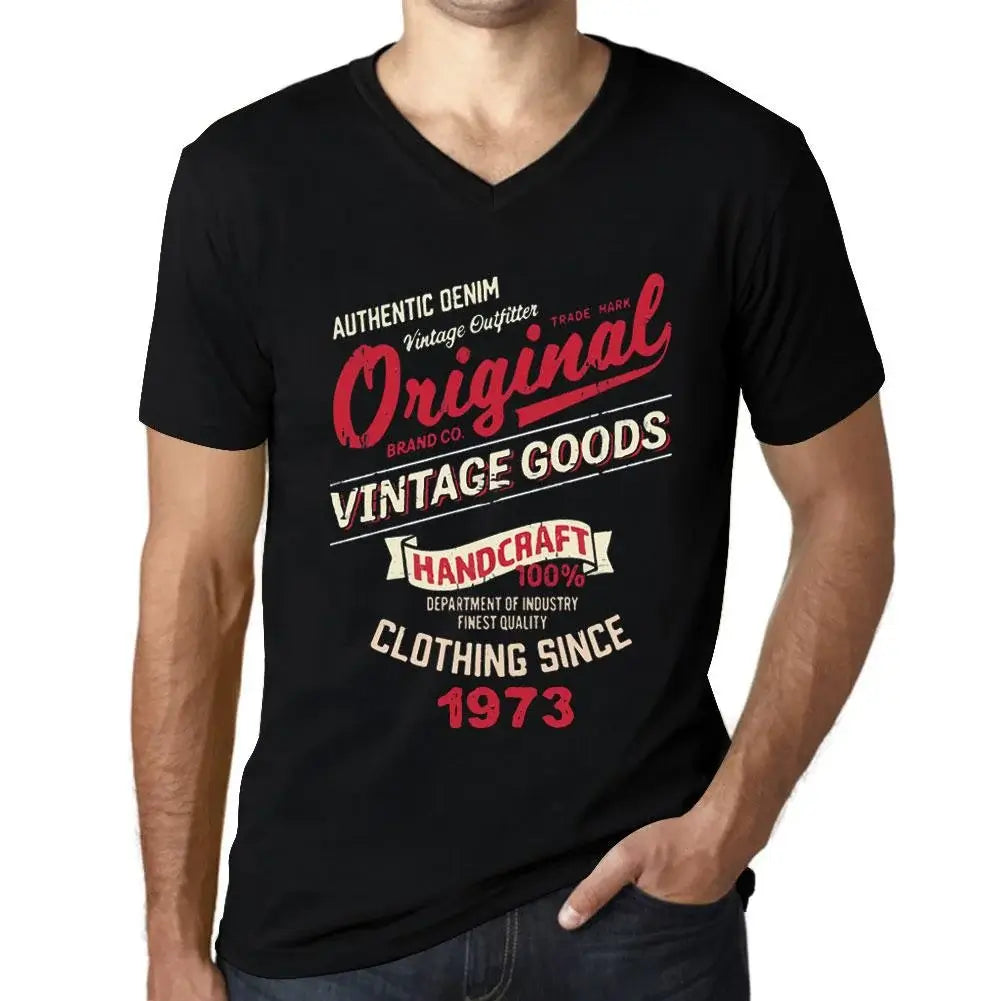 Men's Graphic T-Shirt V Neck Original Vintage Clothing Since 1973 51st Birthday Anniversary 51 Year Old Gift 1973 Vintage Eco-Friendly Short Sleeve Novelty Tee