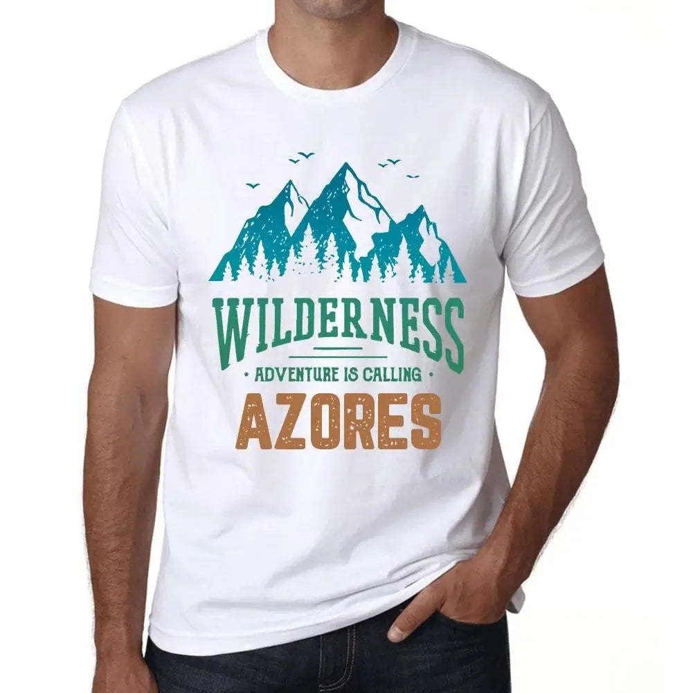 Men's Graphic T-Shirt Wilderness, Adventure Is Calling Azores Eco-Friendly Limited Edition Short Sleeve Tee-Shirt Vintage Birthday Gift Novelty