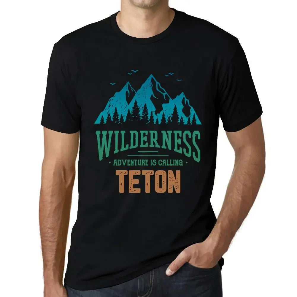 Men's Graphic T-Shirt Wilderness, Adventure Is Calling Teton Eco-Friendly Limited Edition Short Sleeve Tee-Shirt Vintage Birthday Gift Novelty