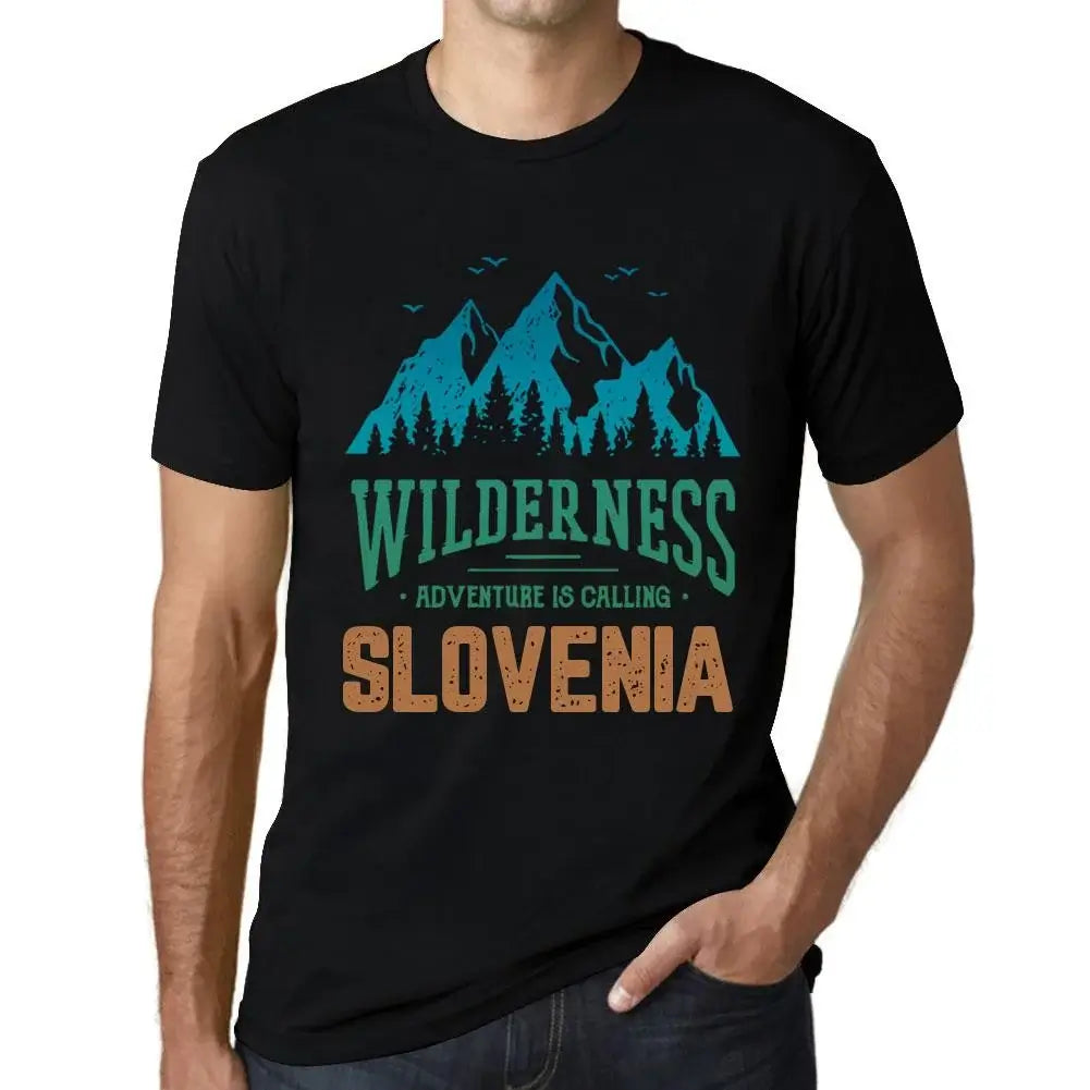 Men's Graphic T-Shirt Wilderness, Adventure Is Calling Slovenia Eco-Friendly Limited Edition Short Sleeve Tee-Shirt Vintage Birthday Gift Novelty