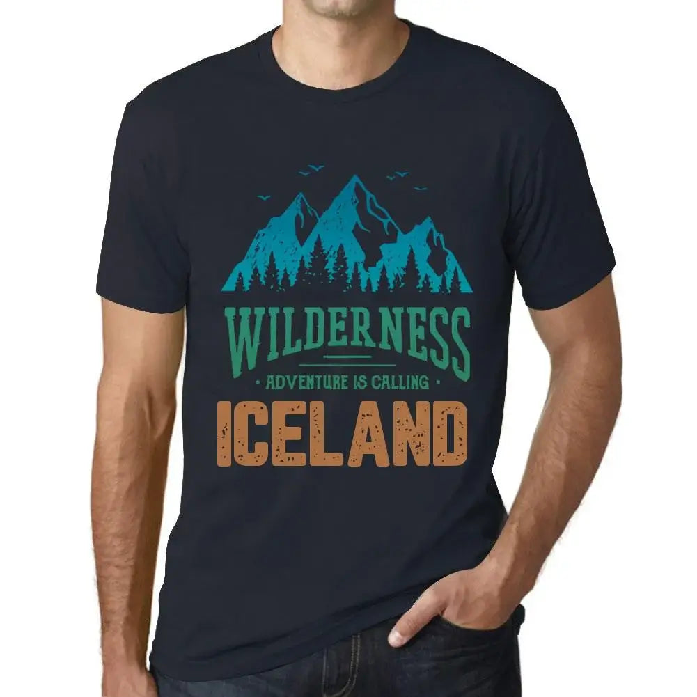 Men's Graphic T-Shirt Wilderness, Adventure Is Calling Iceland Eco-Friendly Limited Edition Short Sleeve Tee-Shirt Vintage Birthday Gift Novelty