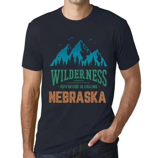 Men's Graphic T-Shirt Wilderness, Adventure Is Calling Nebraska Eco-Friendly Limited Edition Short Sleeve Tee-Shirt Vintage Birthday Gift Novelty