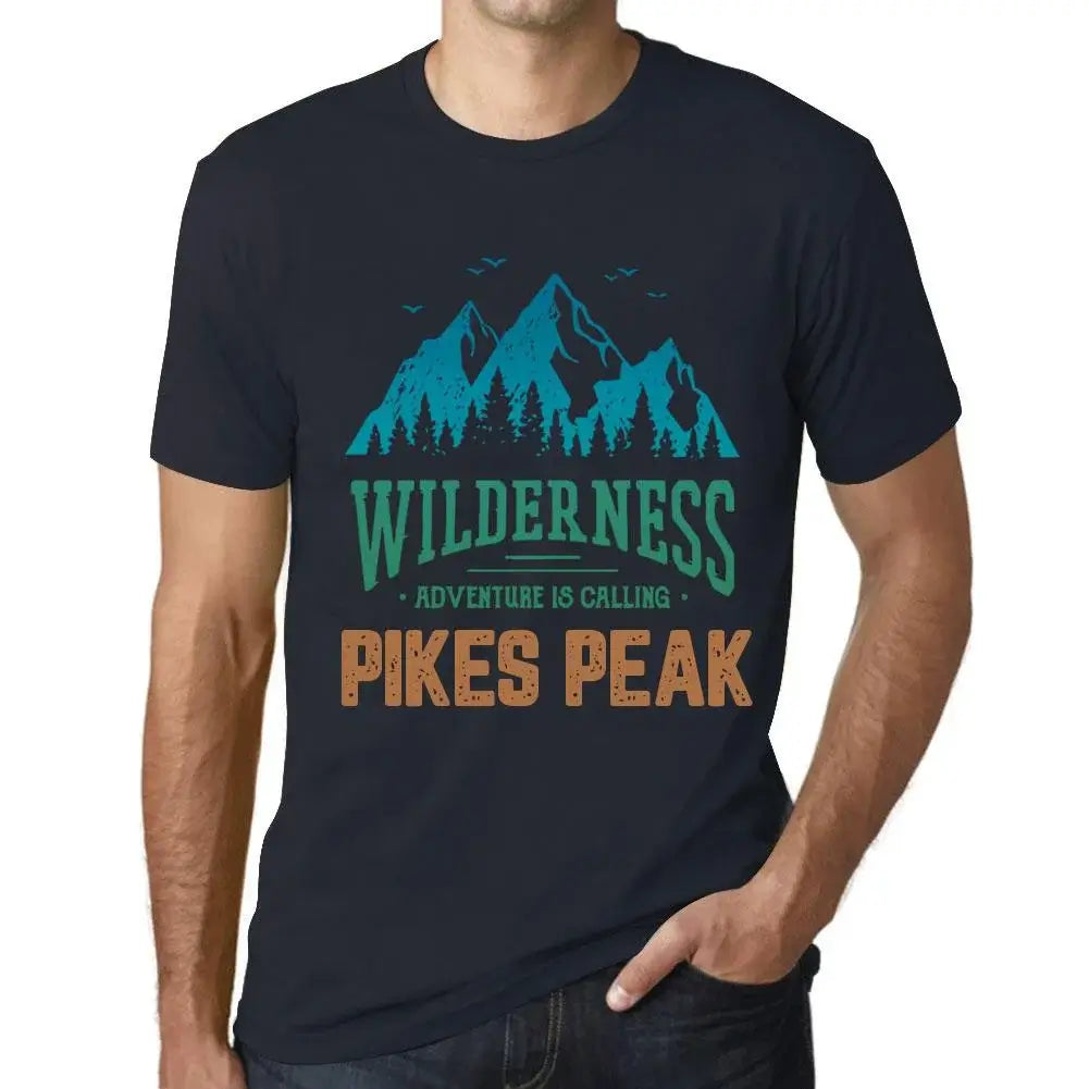 Men's Graphic T-Shirt Wilderness, Adventure Is Calling Pikes Peak Eco-Friendly Limited Edition Short Sleeve Tee-Shirt Vintage Birthday Gift Novelty