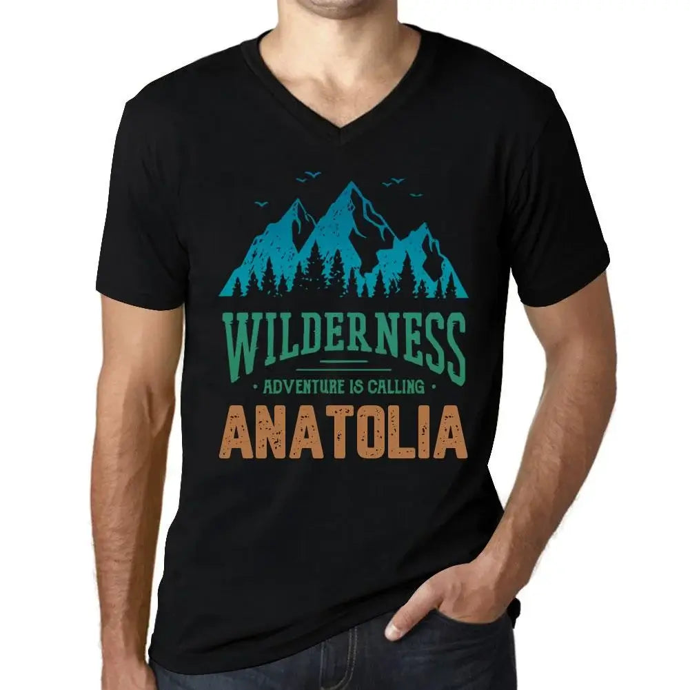 Men's Graphic T-Shirt V Neck Wilderness, Adventure Is Calling Anatolia Eco-Friendly Limited Edition Short Sleeve Tee-Shirt Vintage Birthday Gift Novelty