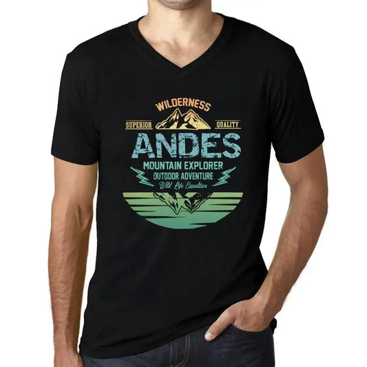 Men's Graphic T-Shirt V Neck Outdoor Adventure, Wilderness, Mountain Explorer Andes Eco-Friendly Limited Edition Short Sleeve Tee-Shirt Vintage Birthday Gift Novelty
