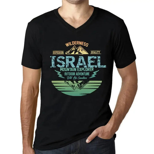 Men's Graphic T-Shirt V Neck Outdoor Adventure, Wilderness, Mountain Explorer Israel Eco-Friendly Limited Edition Short Sleeve Tee-Shirt Vintage Birthday Gift Novelty