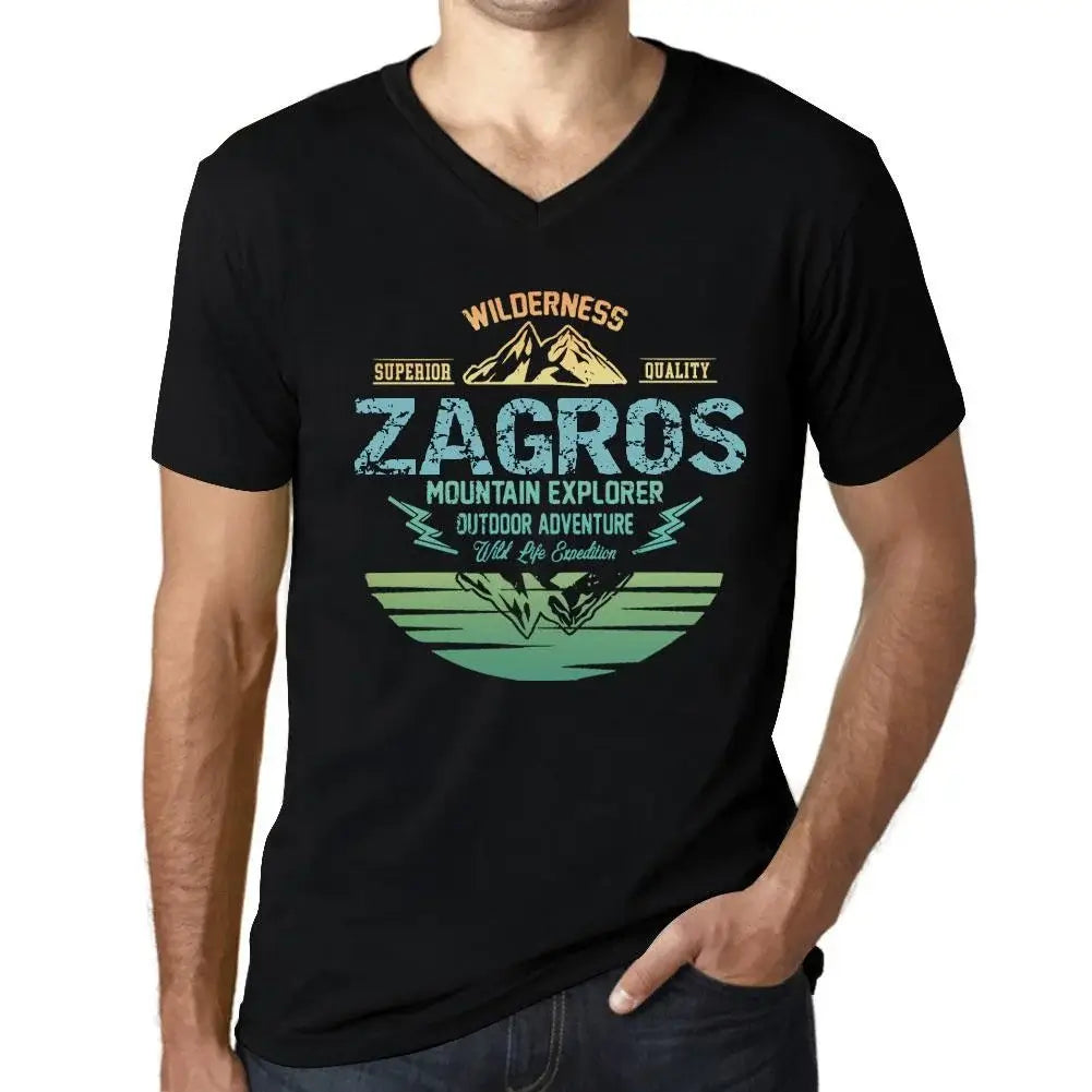 Men's Graphic T-Shirt V Neck Outdoor Adventure, Wilderness, Mountain Explorer Zagros Eco-Friendly Limited Edition Short Sleeve Tee-Shirt Vintage Birthday Gift Novelty