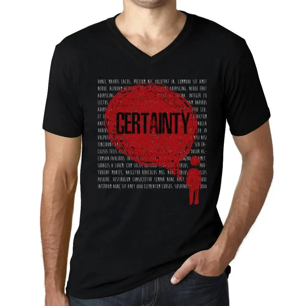 Men's Graphic T-Shirt V Neck Thoughts Certainty Eco-Friendly Limited Edition Short Sleeve Tee-Shirt Vintage Birthday Gift Novelty