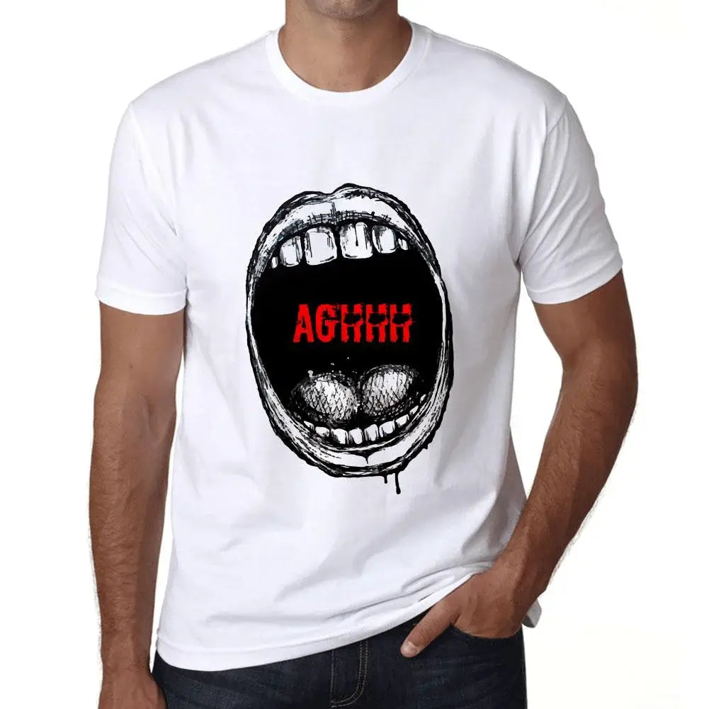 Men's Graphic T-Shirt Mouth Expressions Aghhh Eco-Friendly Limited Edition Short Sleeve Tee-Shirt Vintage Birthday Gift Novelty