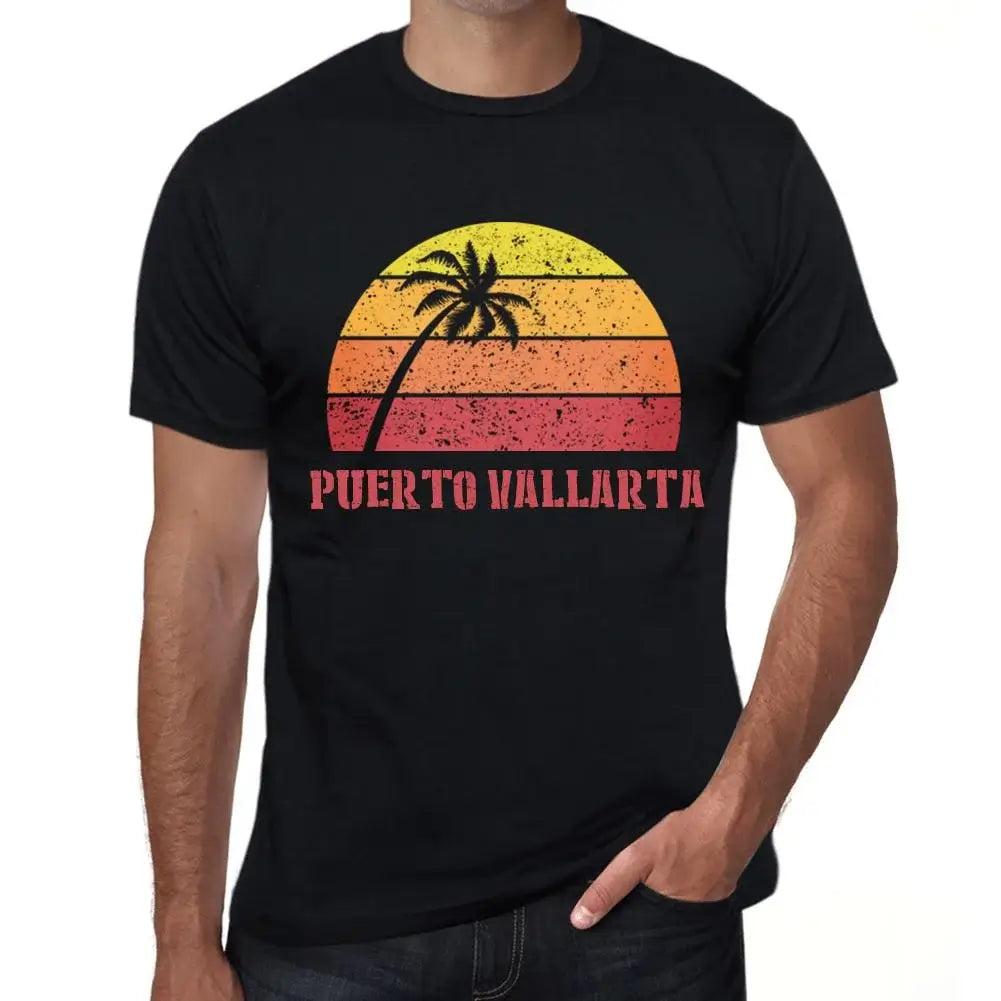 Men's Graphic T-Shirt Palm, Beach, Sunset In Puerto Vallarta Eco-Friendly Limited Edition Short Sleeve Tee-Shirt Vintage Birthday Gift Novelty