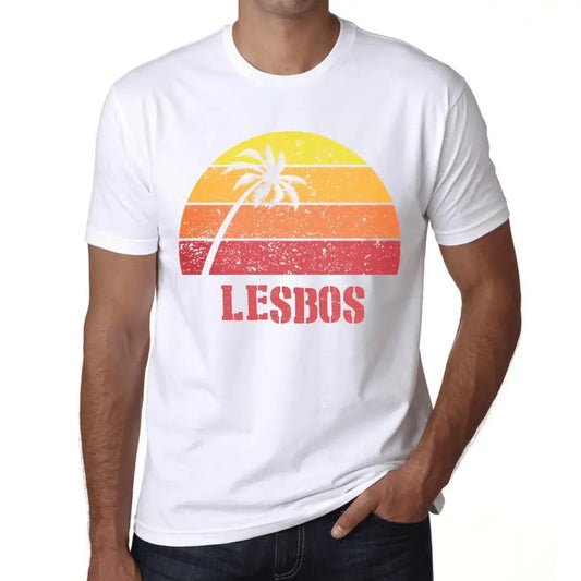 Men's Graphic T-Shirt Palm, Beach, Sunset In Lesbos Eco-Friendly Limited Edition Short Sleeve Tee-Shirt Vintage Birthday Gift Novelty
