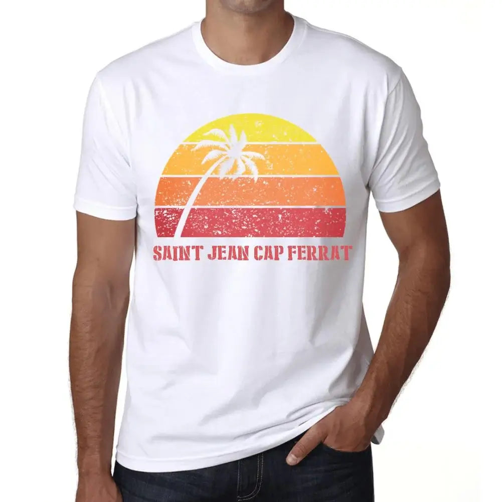 Men's Graphic T-Shirt Palm, Beach, Sunset In Saint Jean Cap Ferrat Eco-Friendly Limited Edition Short Sleeve Tee-Shirt Vintage Birthday Gift Novelty
