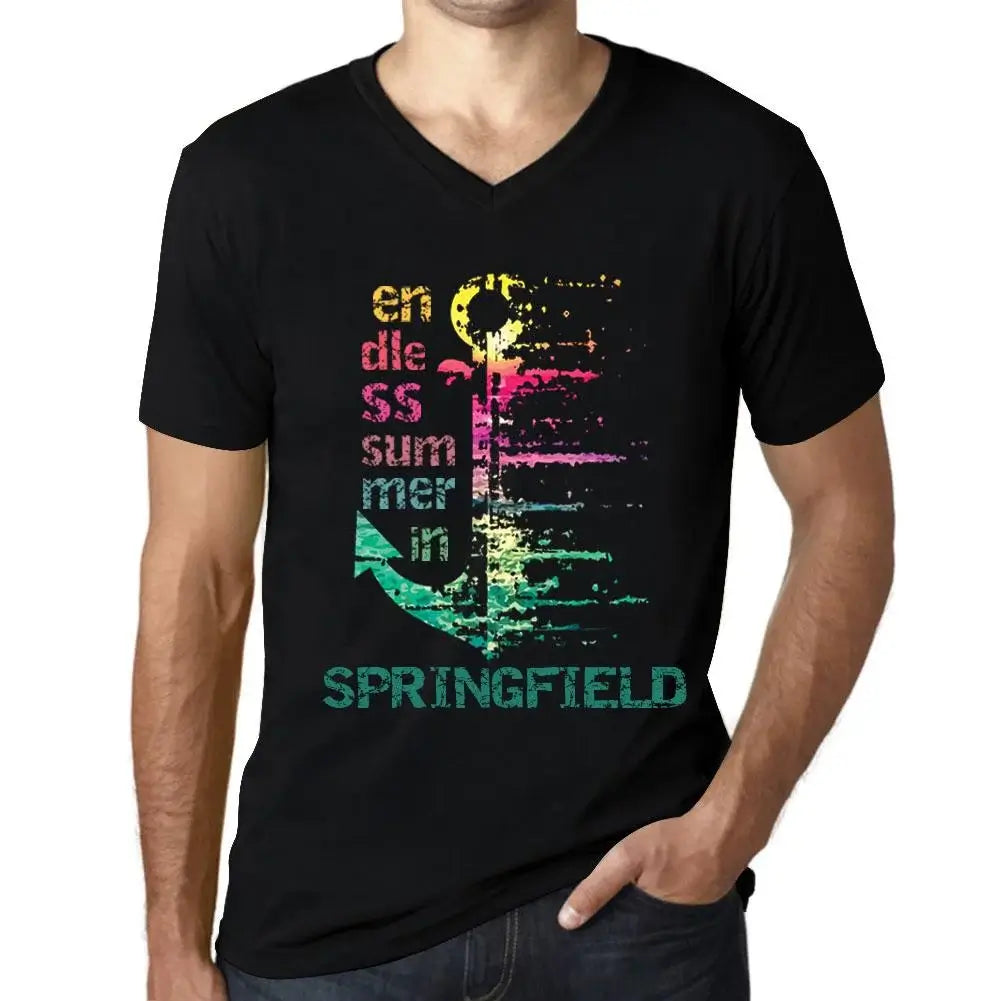 Men's Graphic T-Shirt V Neck Endless Summer In Springfield Eco-Friendly Limited Edition Short Sleeve Tee-Shirt Vintage Birthday Gift Novelty