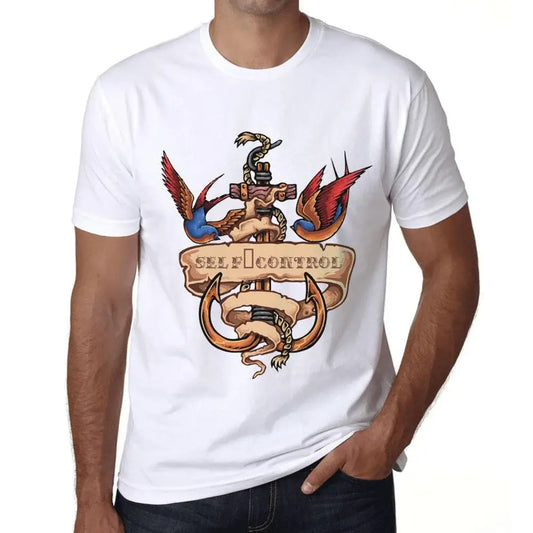 Men's Graphic T-Shirt Anchor Tattoo Self-Control Eco-Friendly Limited Edition Short Sleeve Tee-Shirt Vintage Birthday Gift Novelty