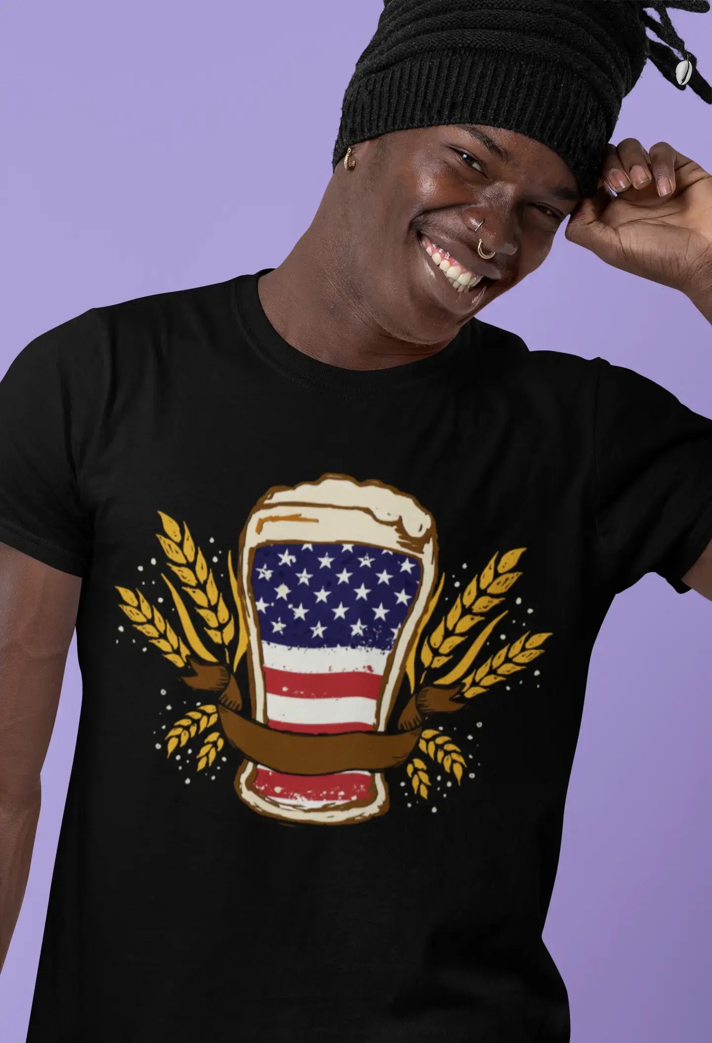 ULTRABASIC Men's T-Shirt Beer American Flag - Funny Beer Lover Tee Shirt