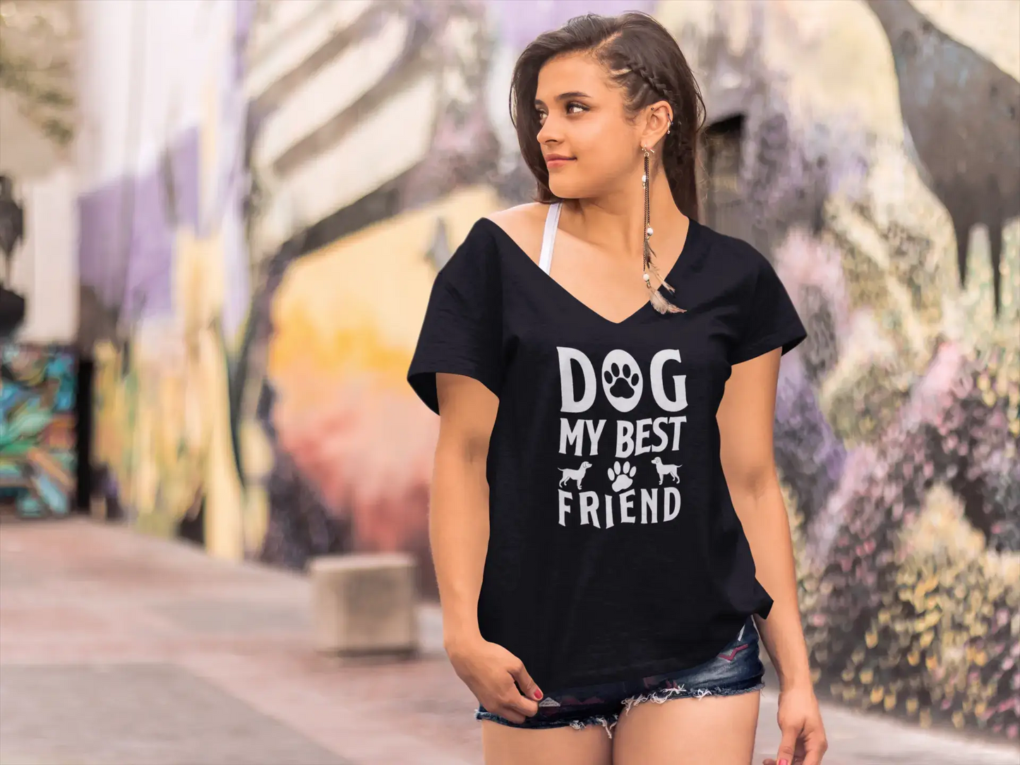 ULTRABASIC Women's T-Shirt Dog My Best Friend - Cute Paw Short Sleeve Tee Shirt Tops