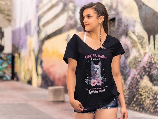ULTRABASIC Women's T-Shirt Australian Cattle Life Is Better With a Lovely Dog - Cute Dog Tee Shirt
