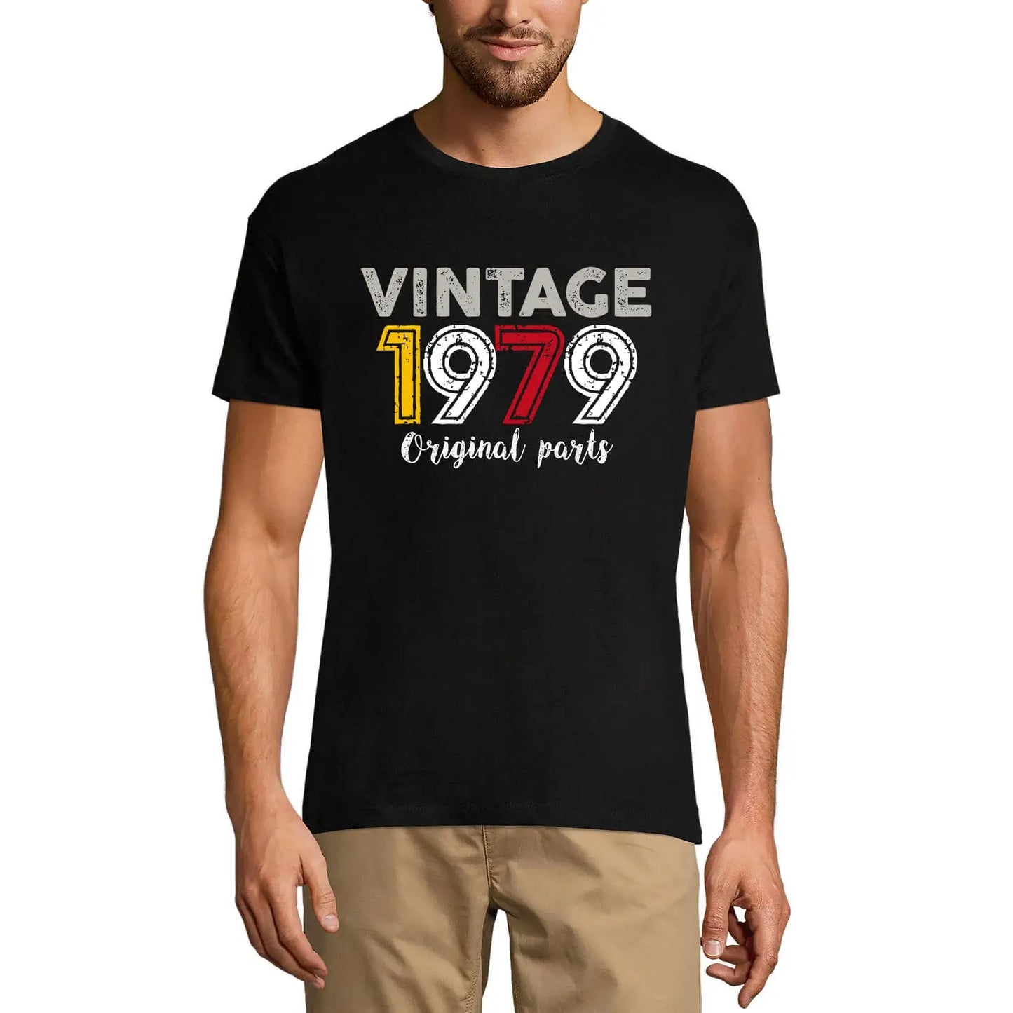 Men's Graphic T-Shirt Original Parts 1979 45th Birthday Anniversary 45 Year Old Gift 1979 Vintage Eco-Friendly Short Sleeve Novelty Tee