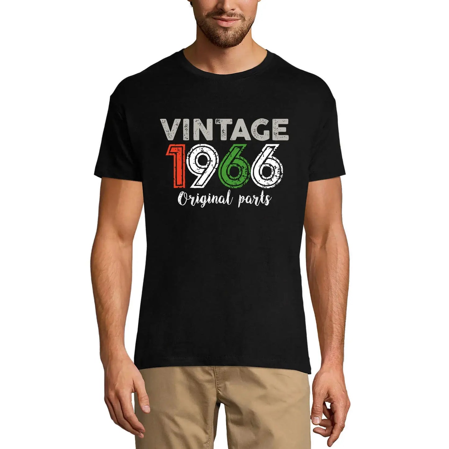 Men's Graphic T-Shirt Original Parts 1966 58th Birthday Anniversary 58 Year Old Gift 1966 Vintage Eco-Friendly Short Sleeve Novelty Tee