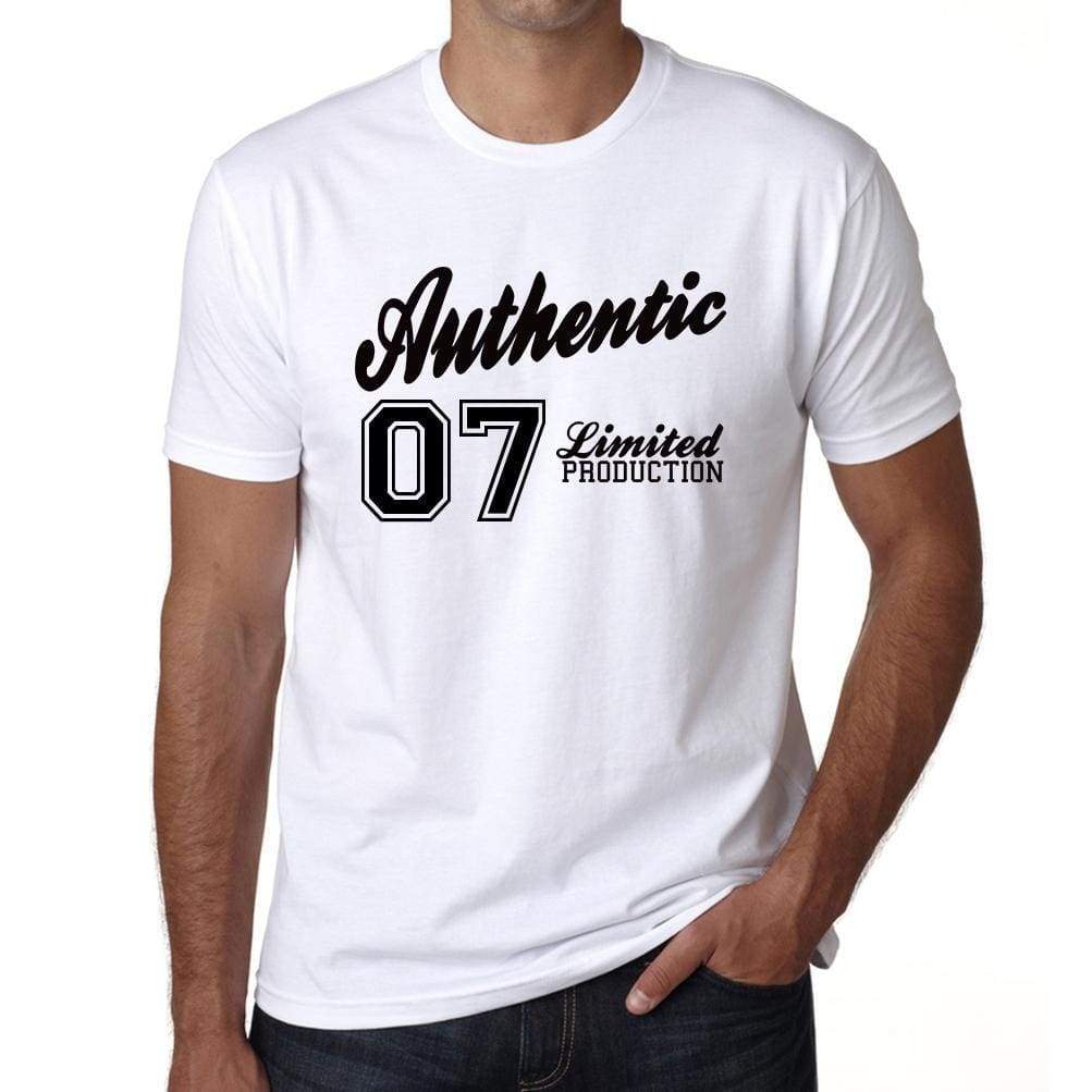 07, Authentic, White, Men's Short Sleeve Round Neck T-shirt 00123 - Ultrabasic