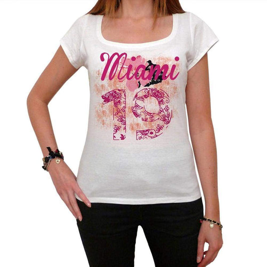 19, Miami, Women's Short Sleeve Round Neck T-shirt 00008 - ultrabasic-com