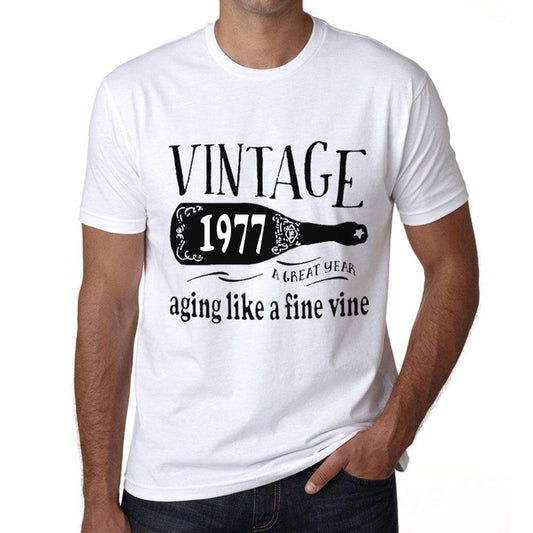 1977 Aging Like a Fine Wine Men's T-shirt White Birthday Gift 00457 - ultrabasic-com