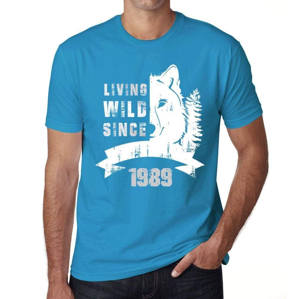 1989, Living Wild Since 1989 Men's T-shirt Blue Birthday Gift 00499 - ultrabasic-com