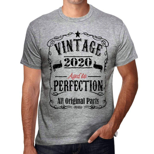 2020 Vintage Aged To Perfection Mens T-Shirt Grey Birthday Gift 00489 - Grey / S - Casual