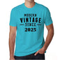 2025 Modern Vintage Blue Mens Short Sleeve Round Neck T-Shirt 00107 - Blue / S - Casual