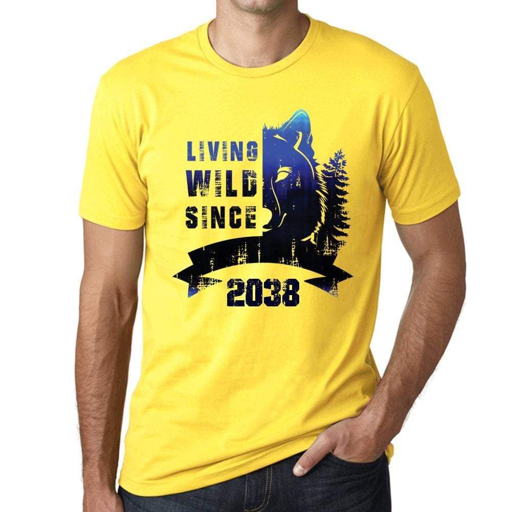 2038 Living Wild 2 Since 2038 Mens T-Shirt Yellow Birthday Gift 00516 - Yellow / Xs - Casual