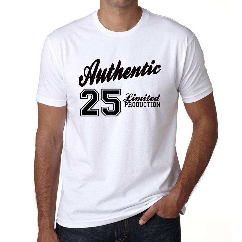 25 Authentic White Mens Short Sleeve Round Neck T-Shirt 00123 - White / L - Casual