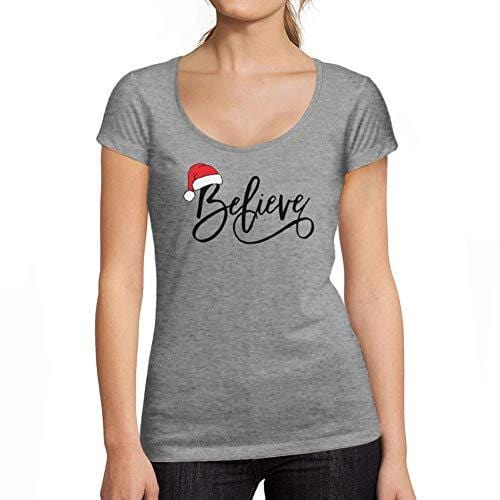 Ultrabasic - Femme Graphique Christmas Believe Hat T-Shirt Noël Xmas Cadeau Idées Tee