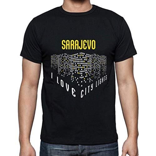 Ultrabasic - Homme T-Shirt Graphique J'aime Sarajevo Lumières Noir Profond