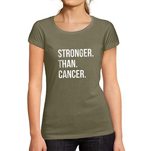 Ultrabasic - Femme Graphique Stronger Than Cancer T-Shirt Cadeau Idées Tee Kaki