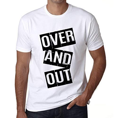 Ultrabasic - Homme T-Shirt Graphique Over and Out T-Shirt Cadeau Lettre d'impression Blanc