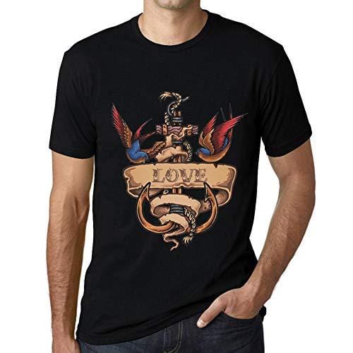 Ultrabasic - Homme T-Shirt Graphique Anchor Tattoo Love Noir Profond