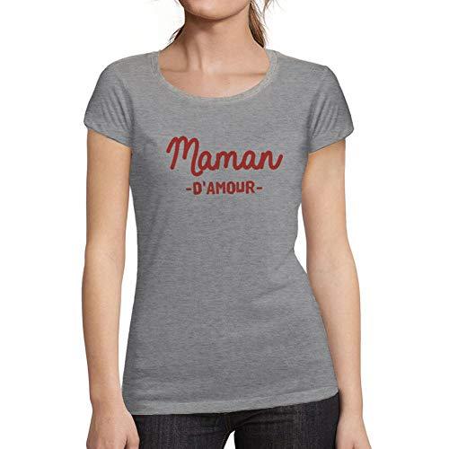 Ultrabasic - Femme Graphique Maman d'amour Imprimé des Lettres T-Shirt Gris Chiné