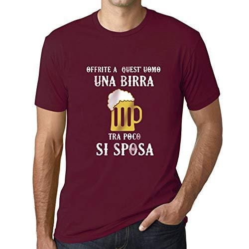 Ultrabasic - Homme Graphique Una Birra Tra Poco Si Sposa Impression de Lettre Tee Shirt Cadeau Bordeaux