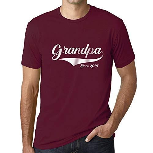 Ultrabasic - Homme T-Shirt Graphique Grandpa Since 2015 Bordeaux
