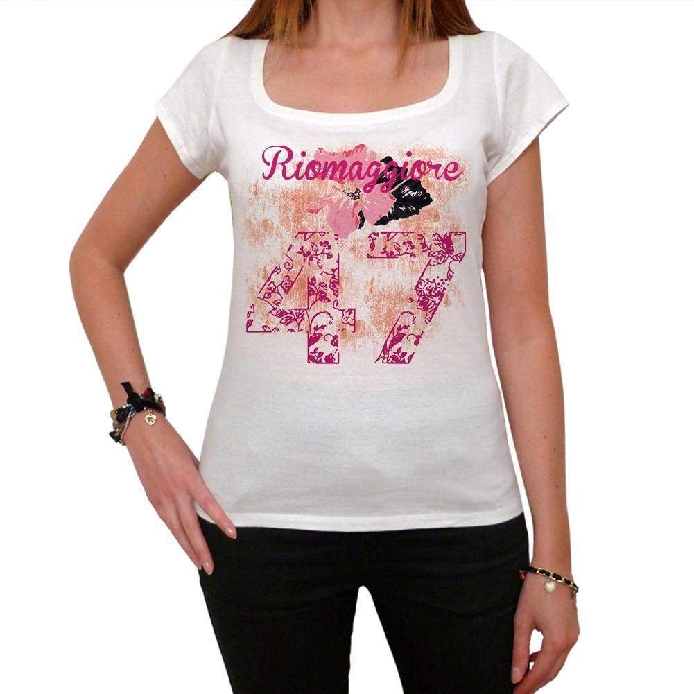 47 Riomaggiore City With Number Womens Short Sleeve Round White T-Shirt 00008 - White / Xs - Casual